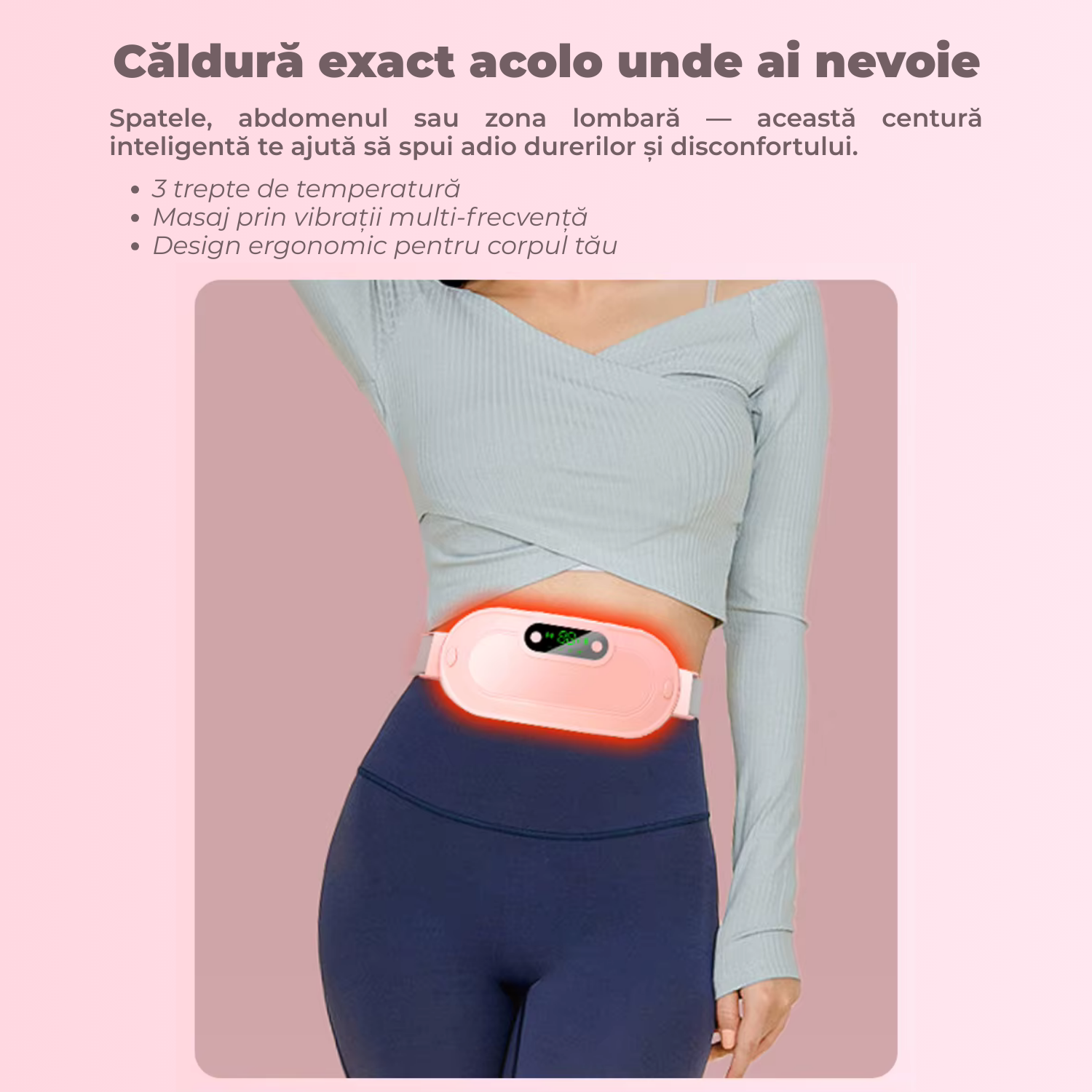 Centură menstruală termică, inteligentă cu masaj și încălzire rapidă