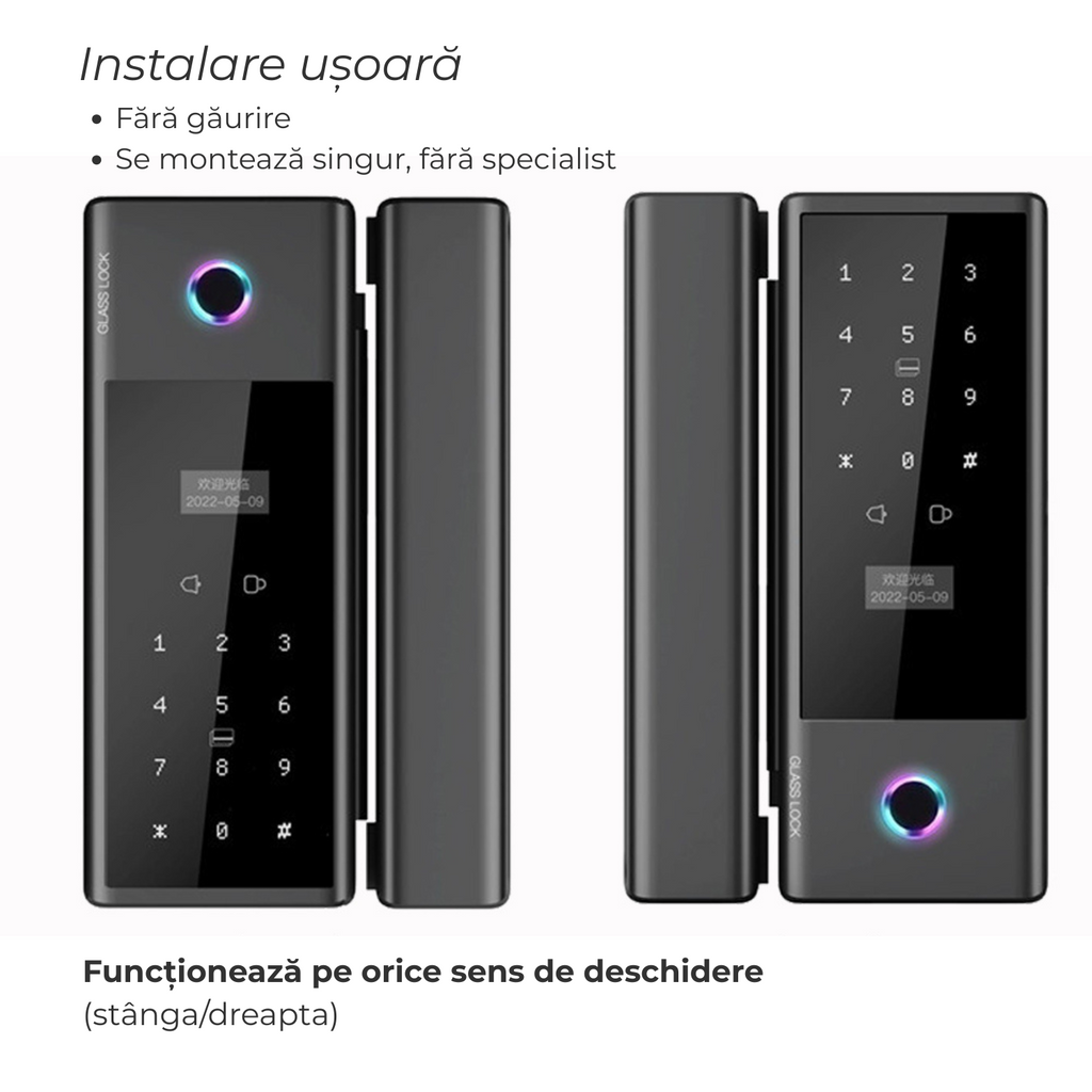 Yală inteligentă pentru sticlă GL4 – eleganță, siguranță și control total