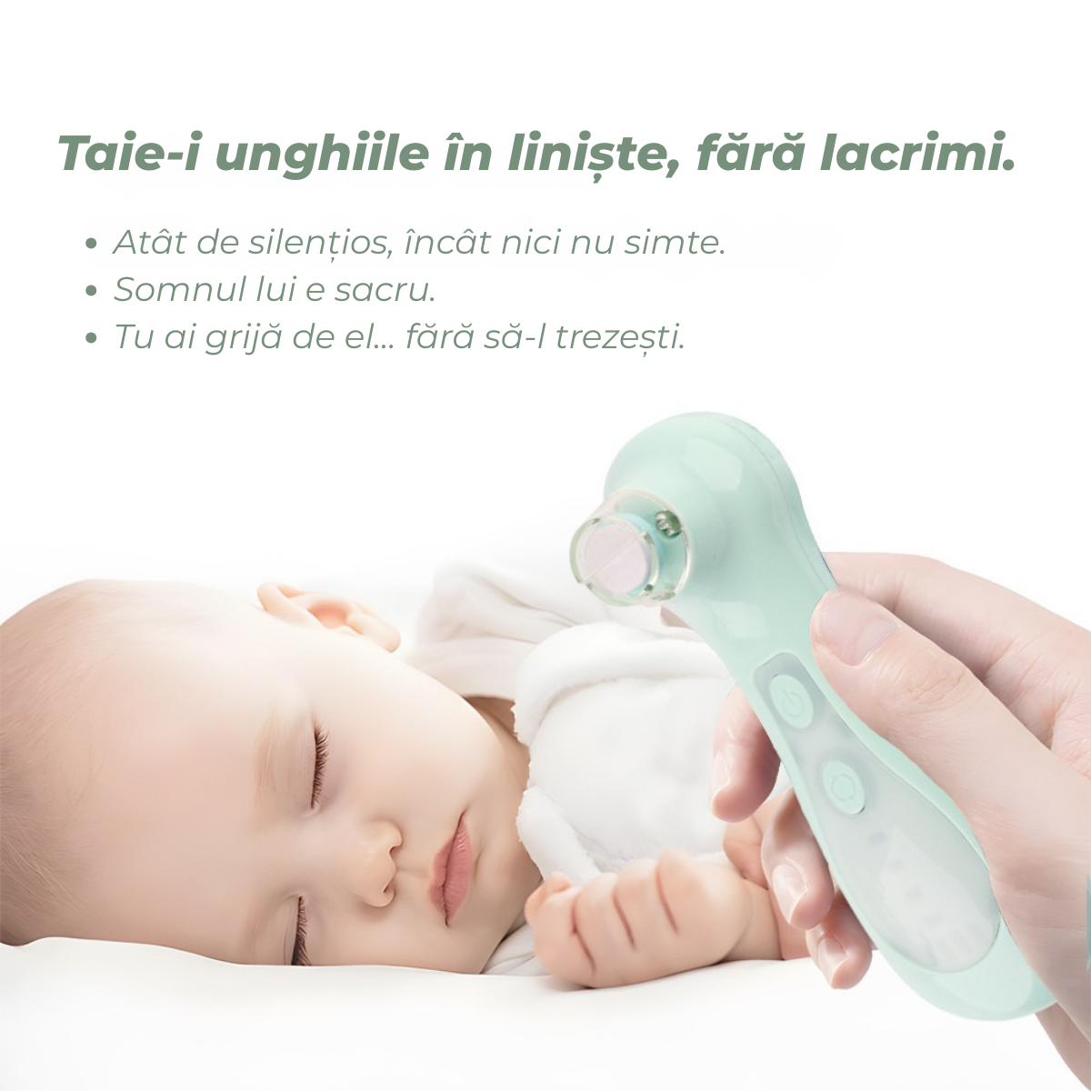 Trimmer electric unghii bebelusi, 9 capete incluse, 4 viteze, rotatie dubla, lumina led, incarcare usb, functionare silentioasa, sigur pentru nou-nascuti si copii mici