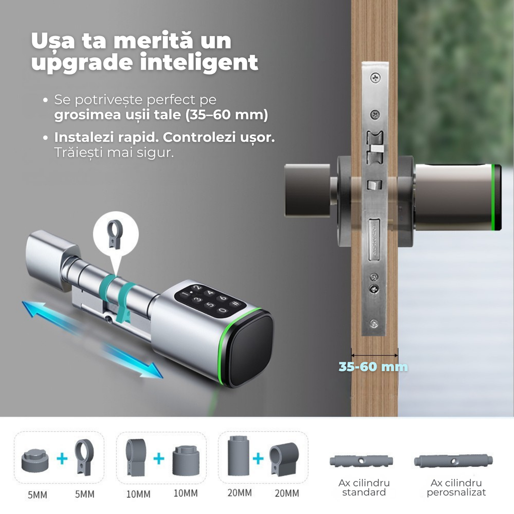 Butuc Inteligent cu Tastatură, Card RFID și Aplicație Tuya – Acces Fără Chei, Control de la Distanță, Instalare Rapidă