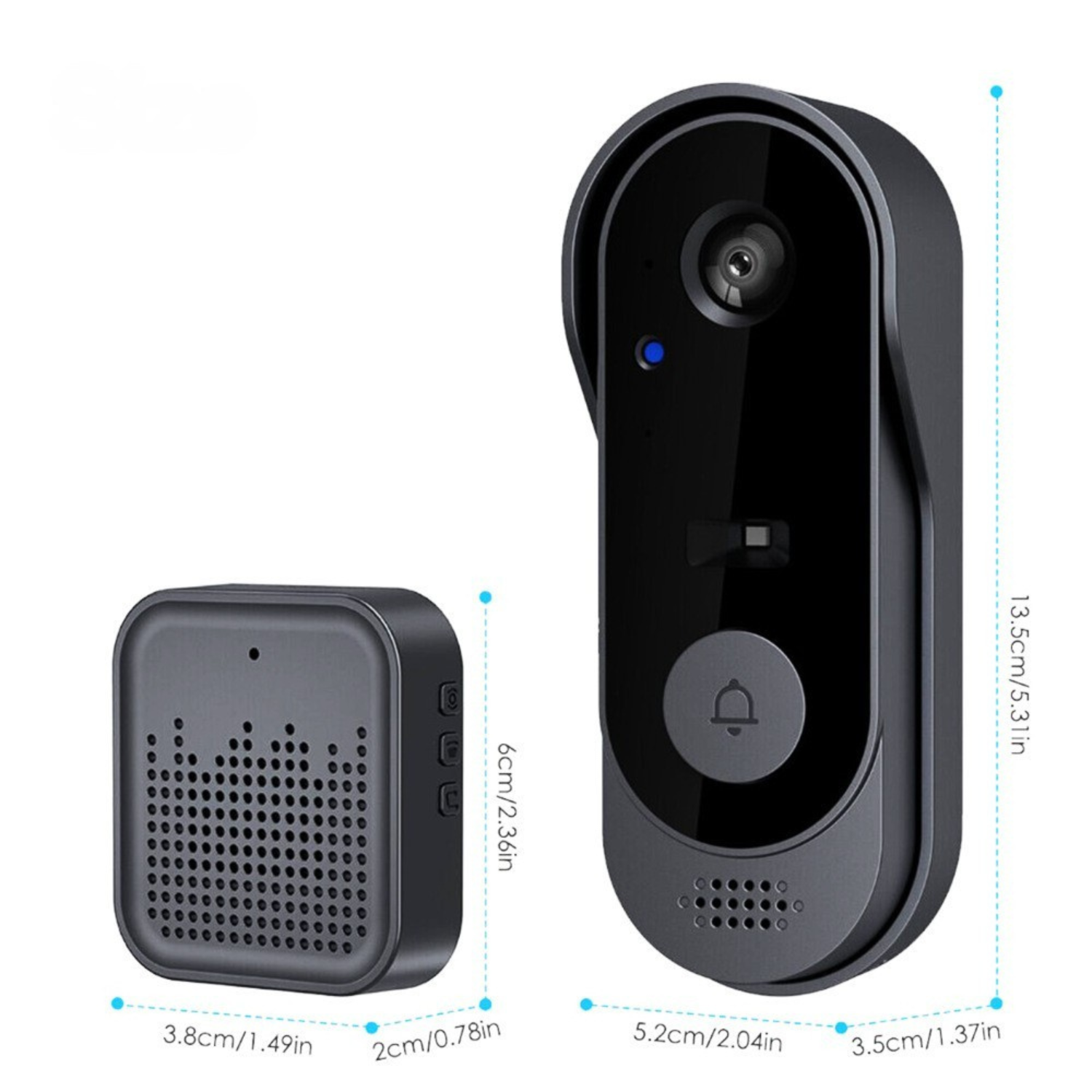 Sonerie Video Inteligentă HD 720p cu Apel pe Telefon – Control Smart Life, Rezistentă la Apă, Receptor Inclus