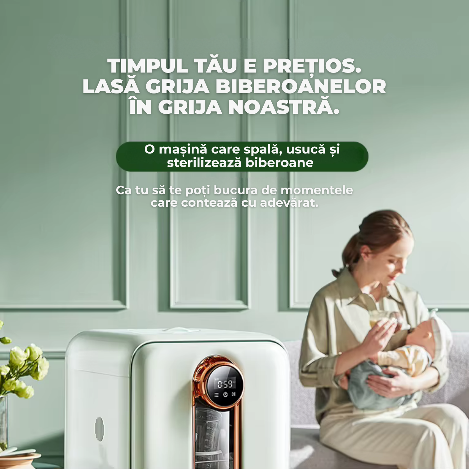 Masina automată de spălat si sterilizat biberoane, 6 programe