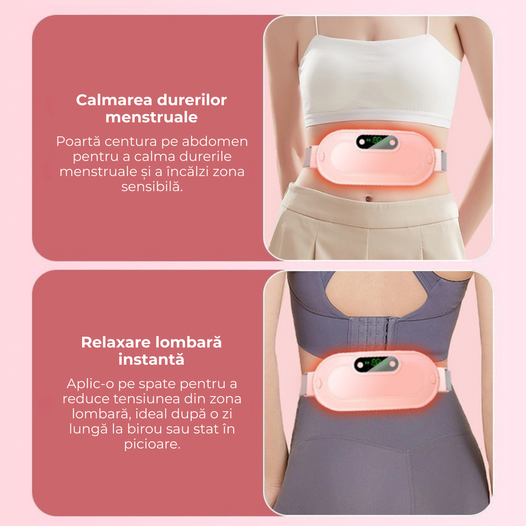 Centură menstruală termică, inteligentă cu masaj și încălzire rapidă