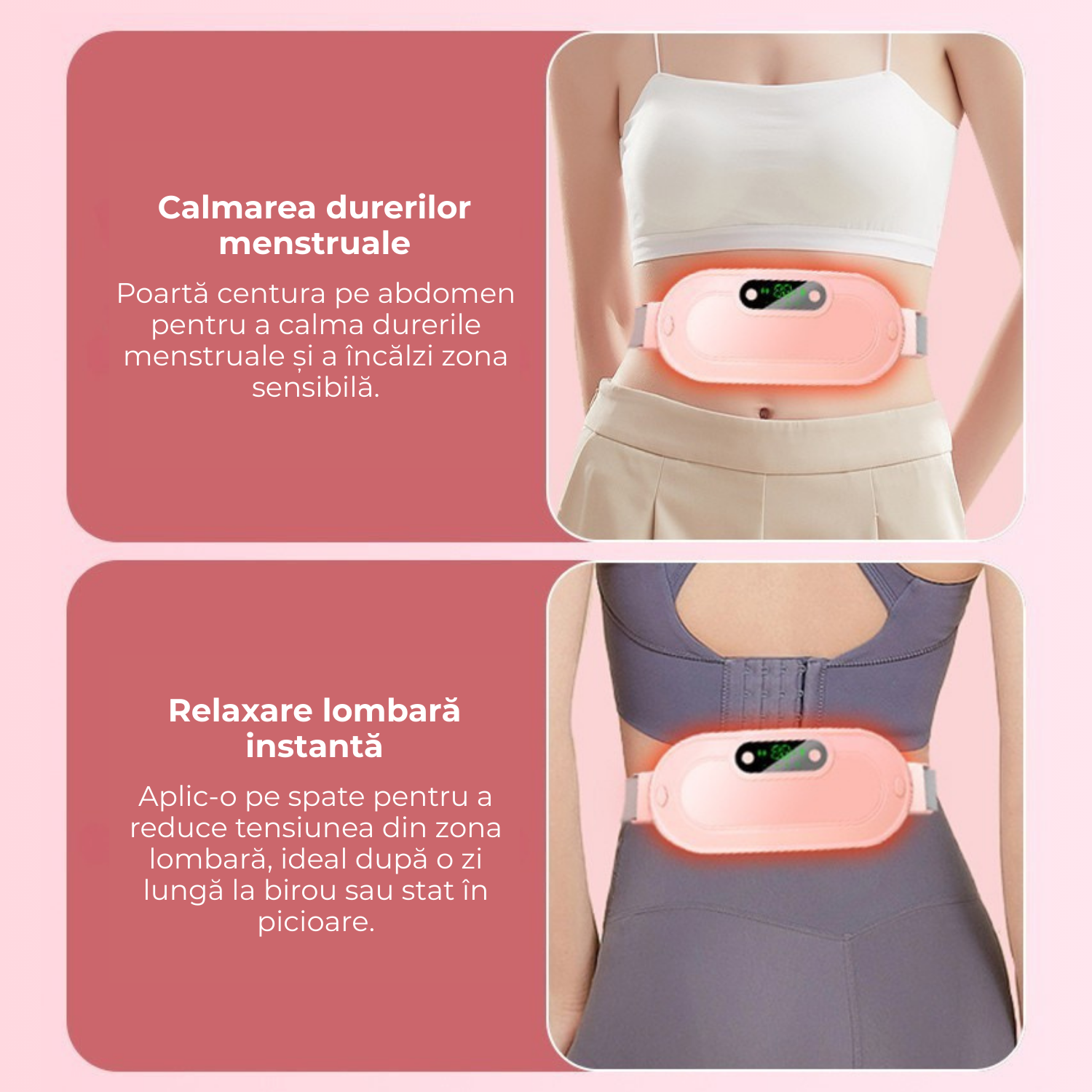 Centură menstruală termică, inteligentă cu masaj și încălzire rapidă