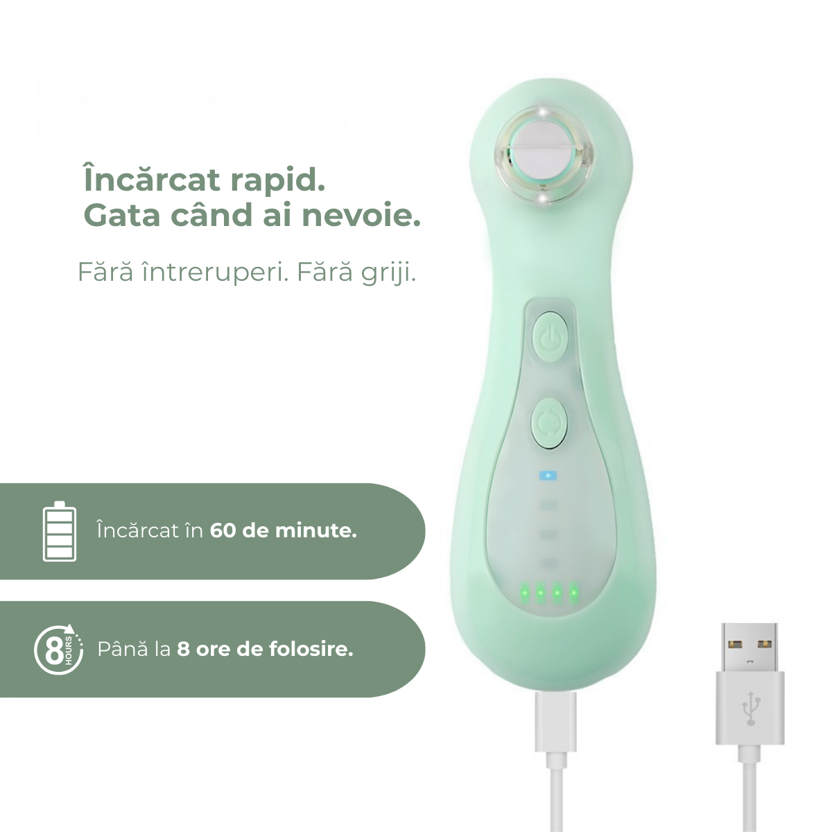 Trimmer electric unghii bebelusi, 9 capete incluse, 4 viteze, rotatie dubla, lumina led, incarcare usb, functionare silentioasa, sigur pentru nou-nascuti si copii mici