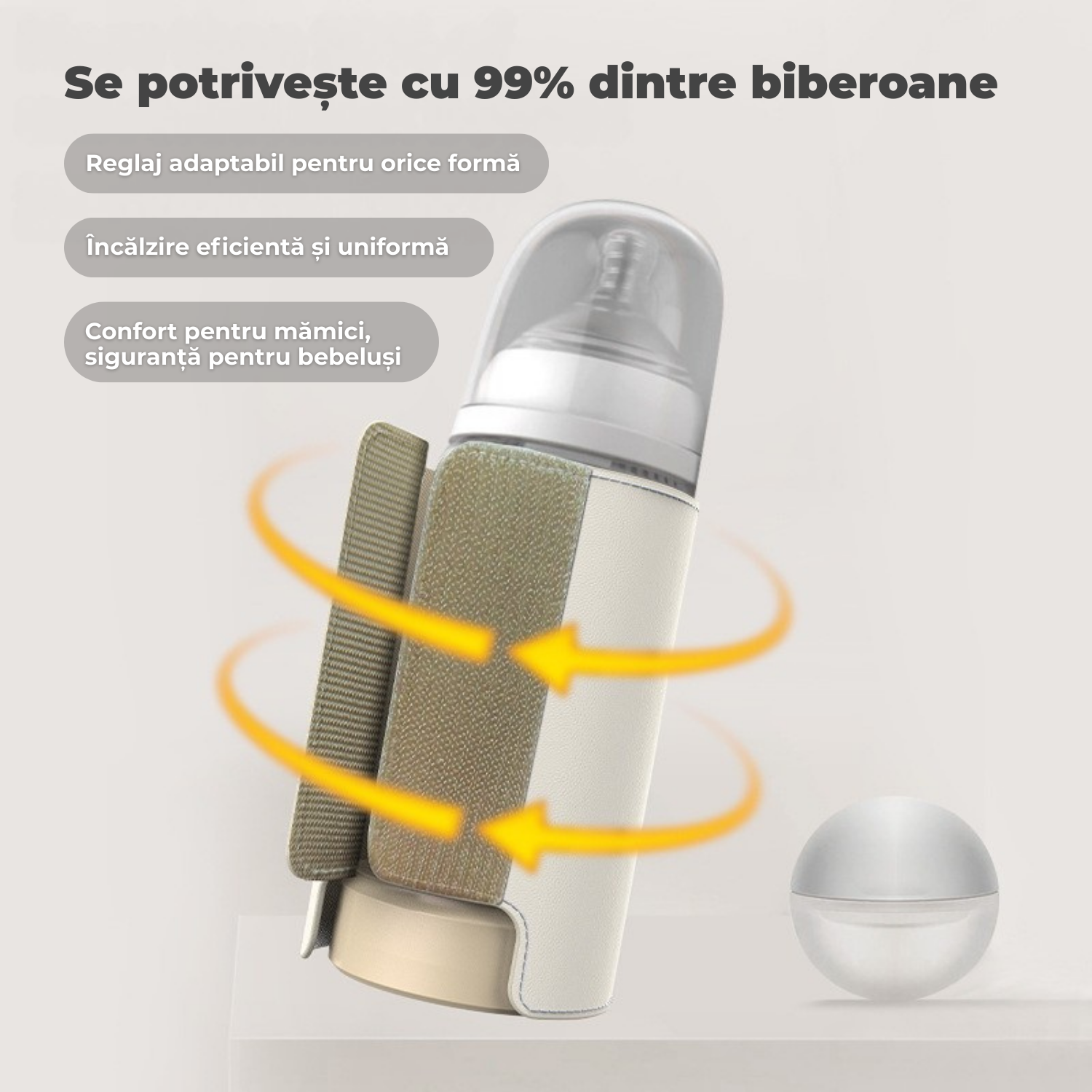 Incalzitor portabil lapte bebelusi, 8000 mAh, 6 trepte temperatura 38 50 °C