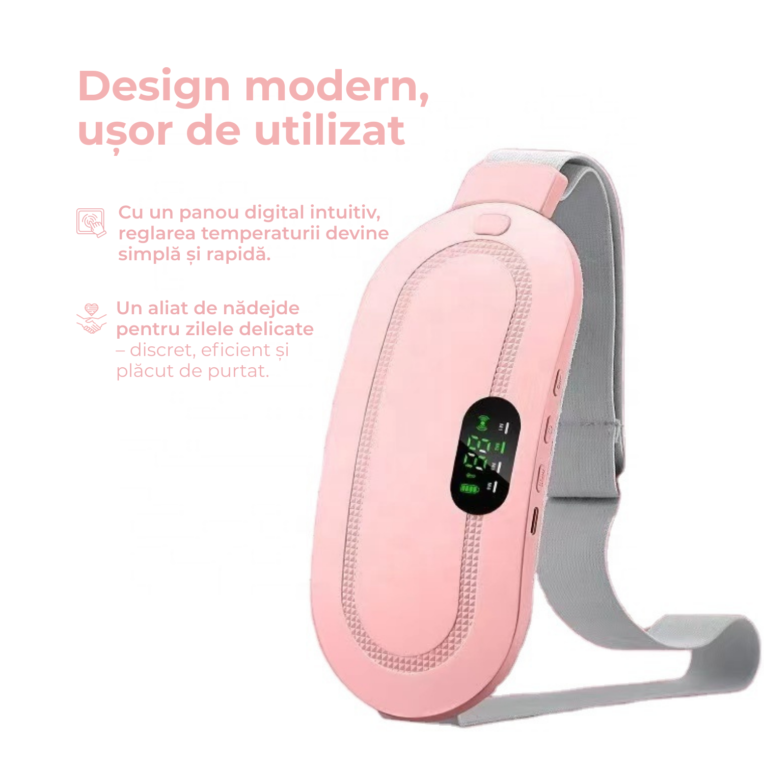 Centură menstruală termică, inteligentă cu masaj și încălzire rapidă
