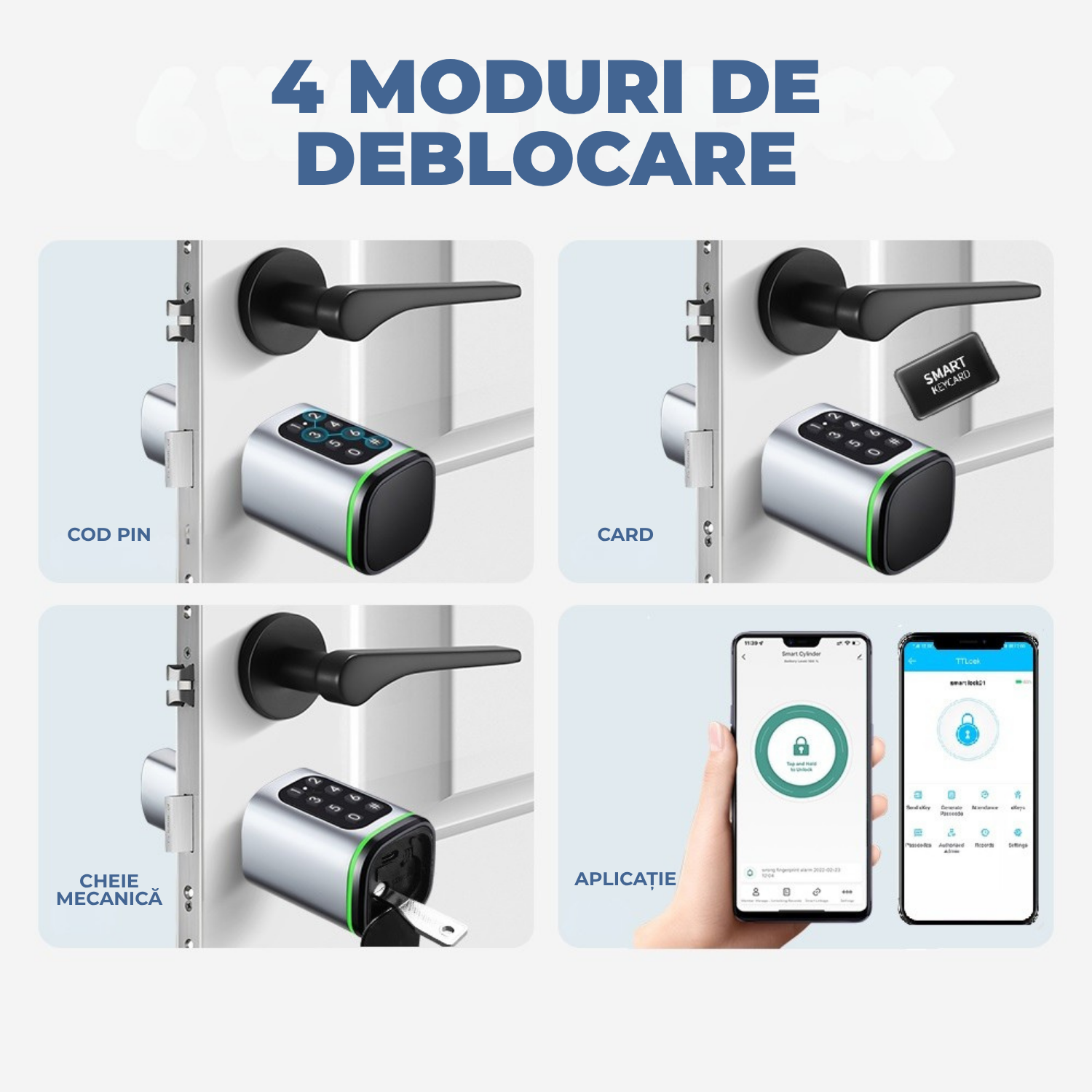 Butuc Inteligent cu Tastatură, Card RFID și Aplicație Tuya – Acces Fără Chei, Control de la Distanță, Instalare Rapidă