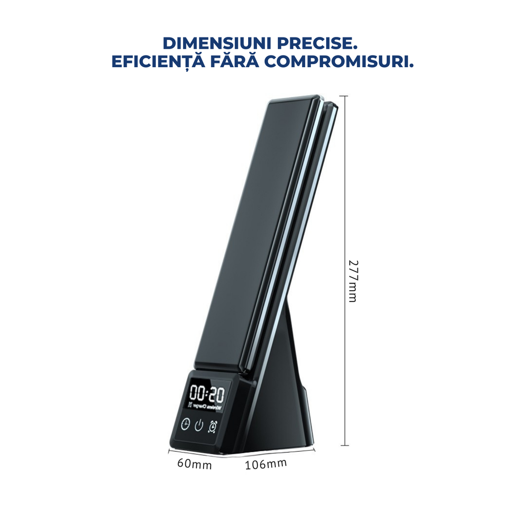 Lampa birou LED 3 in 1 cu incarcare wireless telefon si ceas